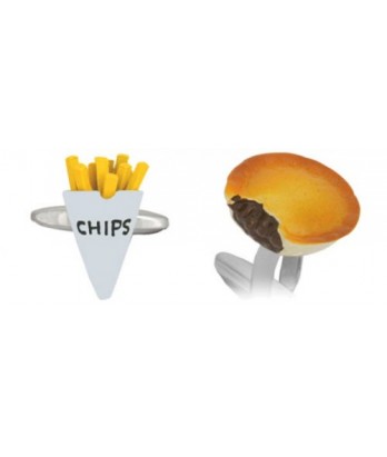Cufflinks - Pie and Chips Rhodium Plated 