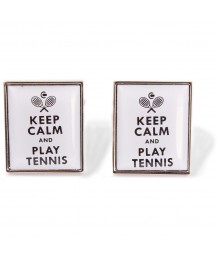 Cufflinks - Keep Calm Play Tennis Rhodium Plated